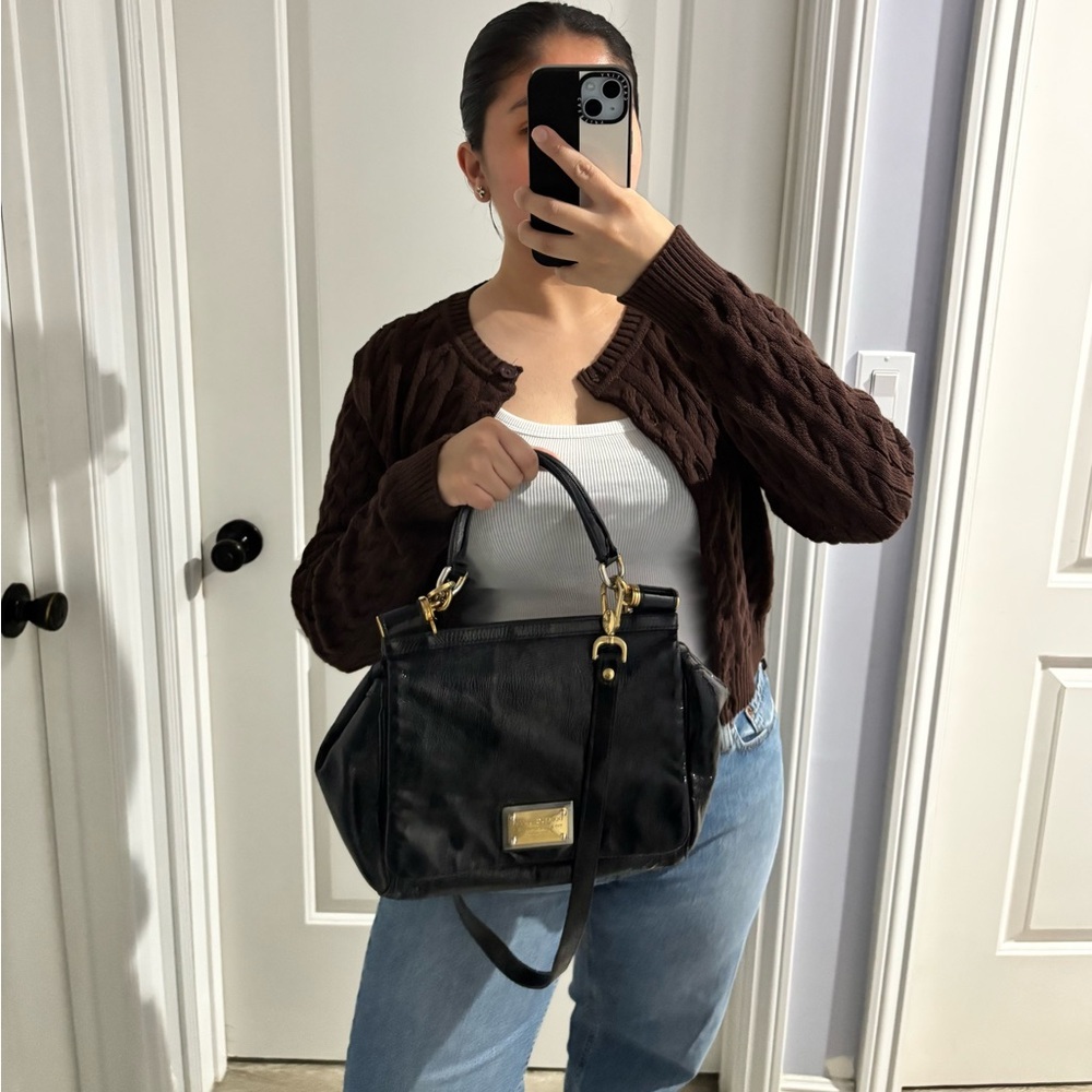 Dolce & Gabbana Black Patent Leather Top Handle Bag